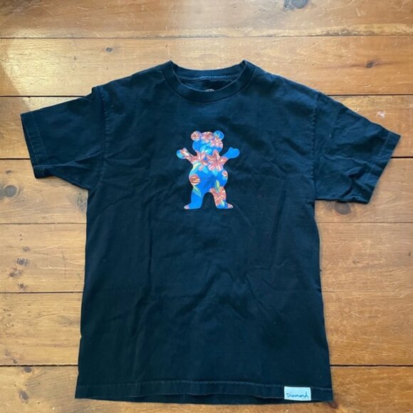 Diamond Supply x Grizzly Black Teddy Bear Skateboard Shirt - Picture 2 of 9